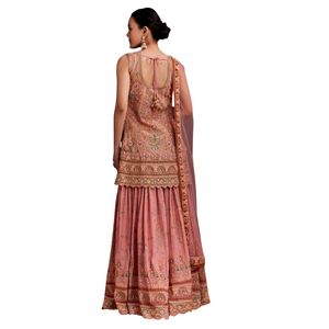 Ensemble palazzo brodé rose clair vente en gros de vêtements ethniques pour femmes fournisseur d'usine de vêtements OEM tenue de fête de mariage personnalisée - Product Image 5