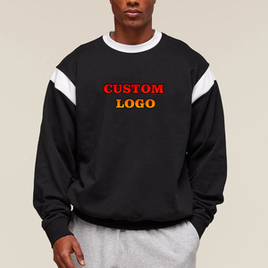 Venta al por mayor de los hombres de manga larga de cuello redondo pulóver color block sudadera logotipo impreso personalizado 100% algodón hip hop hombre sudadera - Product Image 1