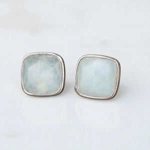 925 argent Sterling à facettes cristal Push Back boucles d'oreilles aigue-marine Moissanite pierres précieuses rembourré en vrac en gros pour les femmes - Product Image 1