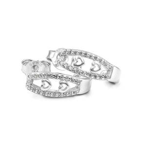 Pendientes de Plata con Diseño de Corazón de Cristal Zarkan, Semi-Aro, para Mujer - Product Image 4
