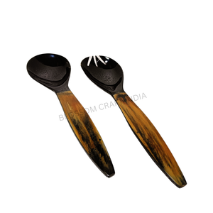 Service à salade en bois d'acacia moderne fait à la main, 2 pièces, cuillères et fourchettes de service en bois de manguier, utilisation en cuisine d'hôtel, pour cadeaux - Product Image 2