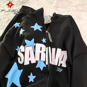 Sudadera con capucha personalizada de alta calidad para Calle, forro polar con cremallera en blanco, diseño Vintage de doble capa con acabado lavado ácido y bolsillos - Product Image 3