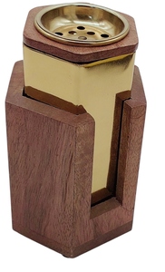 Unique Hexagon Wood & Metal Bakhoor <b>Burner</b> Chrome <b>Silver</b> Metal Mabkhara Arabic Oud Incense Holder Geometric Design For Gulf Home - Product Image 6