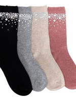 Chaussettes en cachemire mélangé pour femmes, respirantes, chaudes, avec design en strass en forme de cœur, confortables, en tricot extensible, pour l'automne