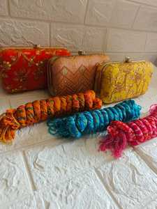 Embrague combinado étnico para mujer Bandhani seda Dupatta bordado para boda india fiesta Año Nuevo graduación Ramadán Halloween - Product Image 3