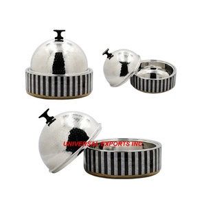 Marmite en bois fini résine excellente qualité casserole faite à la main classique élégant fantaisie nouveau chauffe-aliments en métal - Product Image 1