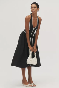 ชุดเดรสคล้องคอคอคอคอ100% ของผู้หญิงชุดเดรสยาวแขนกุดปักลายธรรมชาติและซักได้2025ฤดูร้อนงาน OEM - Product Image 5