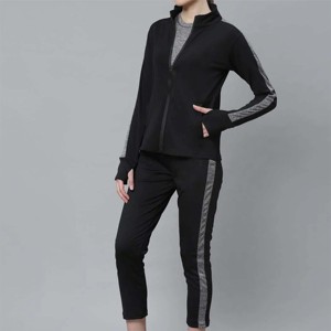 Survêtement à glissière deux pièces pour femmes à la mode | Ensemble de vêtements de sport confortables et extensibles avec veste à fermeture éclair complète - Product Image 5