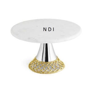 Wedding Party <b>Supplies</b> <b>Decorative</b> Rounded <b>Cake</b> Holder Stand For Shiny Finishing Marble Top <b>Cake</b> Platter Stand - Product Image 1
