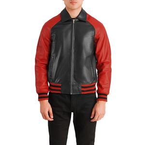 Chaqueta Bomber de piel de oveja auténtica para hombre con cuello levantado-Estilo de moto informal impermeable y resistente al viento - Product Image 1
