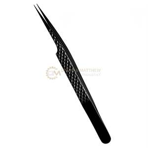High Stainless Steel Custom Logo Black Fiber Straight Isolation <b>Eyelash</b> Extension Tweezers <b>Beauty</b> <b>Tool</b> Pointed Wholesale Supply - Product Image 1