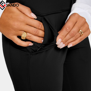 การออกแบบที่กําหนดเองกางเกงโยคะเอวสูงเลกกิ้งสําหรับผู้หญิงถุงน่องระบายอากาศสวมใส่สําหรับยิมโยคะด้วยกระเป๋าที่สะดวก - Product Image 3