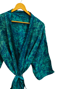 Kimono Vintage de Seda India para Mujer, Vestido Envuelto de Talla Libre, Ropa de Dormir de Talla Grande - Product Image 2