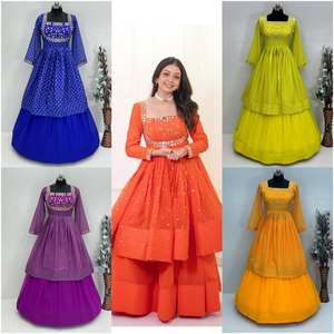 NAVRATRI COLLECTION MODERN EMBROIDERY SEQUENCE WORK <b>TOP</b> with <b>LEHENGAS</b> for PARTY QUICK DRY ALL SEASONS - Product Image 6