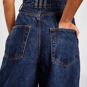 Jeans de Mezclilla de Cintura Alta y Pierna Ancha para Mujer, con Abertura Lateral y Detalle de Botones, Acabado Desgastado, Estilo Casual, Pantalones Largos - Product Image 6
