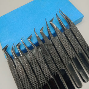 Nouvel arrivage Pince à épiler d'extension de cils en acier inoxydable de haute qualité Couleur plasma noir Volume à 90 degrés Cils testés à la main - Product Image 2
