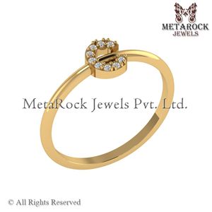 แหวนเพชรรูปตัว C สีเหลืองทอง14K ทำด้วยมือแหวนตัวอักษรที่เรียบง่ายแบบ A-Z เครื่องประดับเพชรทองแหวน C - Product Image 3