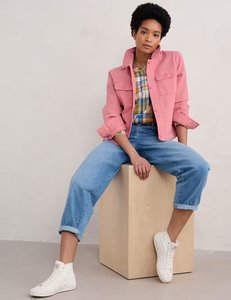 Chaqueta Utilitaria Rosa para Mujer con Cuello Camisero, Manga Larga, Cierre de Botones de Algodón, Estilo Primavera - Product Image 4