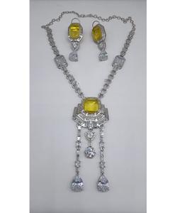 ชุดสร้อยคอพร้อมต่างหูประดับเพชรซิร์คอนคุณภาพสูง ดีไซน์ทันสมัย ชุบเงิน สำหรับงานแต่งงานและงานเลี้ยง สำหรับผู้หญิง - Product Image 3