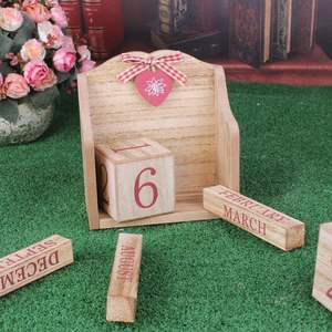 Blocs de bois vintage Calendrier perpétuel Calendrier de bureau perpétuel en bois Décoration de maison et de bureau (rose) - Product Image 5