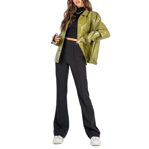 Chaquetas de cuero para mujer, abrigo holgado de manga larga con cremallera, abrigo de gran tamaño para mujer, nueva moda para mujer, ropa de calle sólida, producto más vendido 2025 - Product Image 6