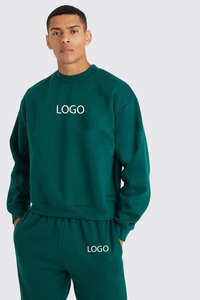OEM Custom Manufacturer 2 Piece Crew Neck Printed Winter Streetwear Tracksuit Unisex Stylish Baggy Tall Men <b>Green</b> Sweatshirt - Product Image 2