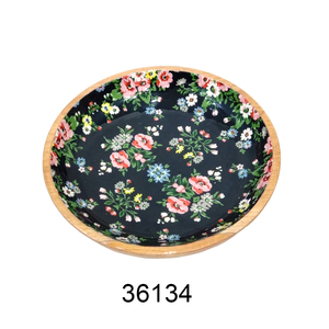 Best <strong>Quality</strong> Flower <strong>Printed</strong> <strong>Serving</strong> Plate Green Enameled Food Server Plate Round Natural Wood Enamel Coated <strong>Tray</strong> for Sale - Product Image 4