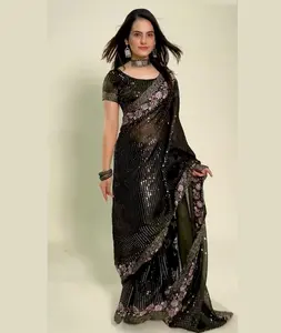 Women Wear High Attractive New Design Cotton and Rayon Fabric Women Saree for Wedding Party Wear From Indian Supplier Saree