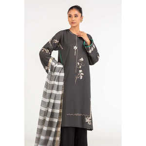 เสื้อเชิ้ตผ้าฝ้ายพิมพ์ลายสกรีนสีดำสไตล์เรียบร้อยพร้อมผ้าคลุมไหล่ - Product Image 5