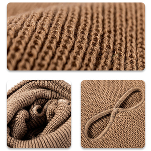 Embroidered logo three holes fashion trendy 2025 winter knitted beanie <b>cap</b> for <b>mens</b> - Product Image 6