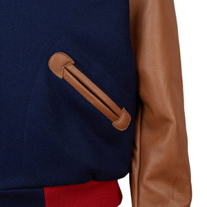 Chaqueta de béisbol unisex personalizada al por mayor a prueba de viento transpirable mangas de cuero lana invierno Letterman College School Jacket - Product Image 4