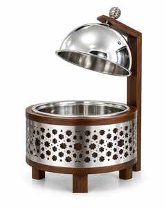 Recipiente para calentar comida hecho a mano, elegante, redondo, de acero inoxidable con tapa. - Product Image 2