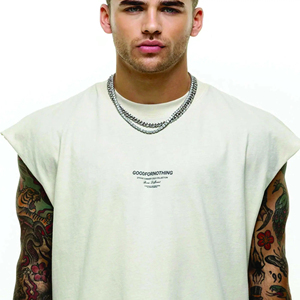 เสื้อยืดผ้าฝ้ายออร์แกนิคสำหรับผู้ชายเสื้อยืดโอเวอร์ไซส์เปิดไหล่ตกโลโก้แบบออกแบบได้ตามที่ต้องการ - Product Image 4