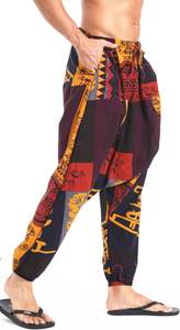 <b>Men's</b> <b>Drawstring</b> Aladdin Hippie Harem Pants Loose Drop Crotch <b>Trousers</b> 2 side pockets Stretchy waist pants <b>trouser</b> - Product Image 3