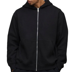 New Edition Oversized Boxy Heavyweight <b>Zip</b>-<b>Up</b> Hoodie for <b>Men</b> <b>Black</b> Colour Trending OEM Service Blank <b>Hoodies</b> - Product Image 2