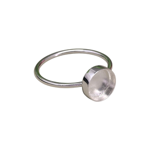 Bague en argent sterling 925 massif faite à la main, avec cabochon de 12 mm, sertie de plaqué or 14 carats, pour résine de lait maternel, bijoux souvenir DIY - Product Image 1