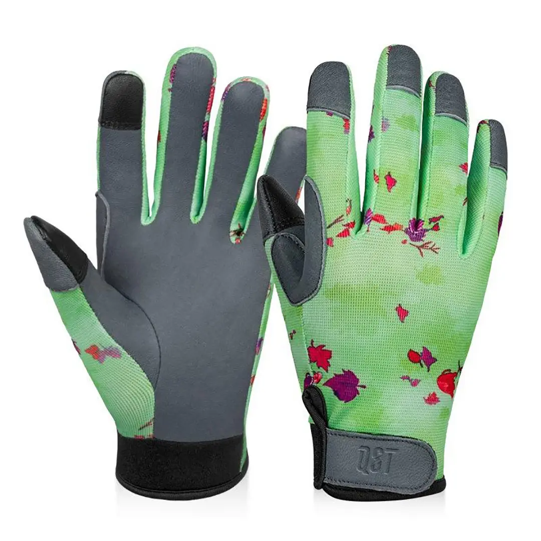 Customized Design Gardening Gloves Breathable Cloth Print Hand Protection Garden Green Blue Gloves For Men Women