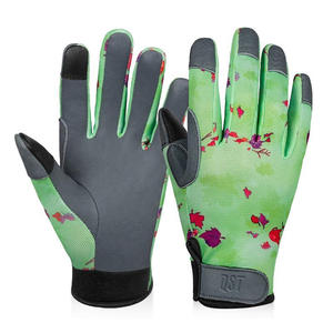 Guantes de seguridad de tela transpirable de diseño personalizado para hombres y mujeres, guantes de jardinería con estampado verde y azul, protección de manos para jardín - Product Image 1
