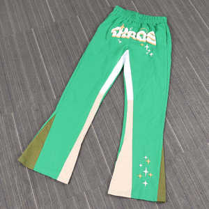 Haute qualité Streetwear empilé évasé graphique bouffée impression pantalons de survêtement français éponge hommes Flare pantalons de survêtement - Product Image 4