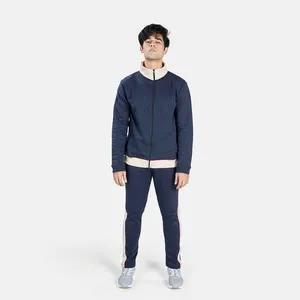 뜨거운 판매 솔리드 컬러 프론트 포켓 가벼운 무게 편안한 남성 피트니스 조깅웨어 운동복 블루 색상