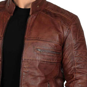 Chaqueta de cuero de invierno para hombre duradera a prueba de viento con logotipo frontal de cuello levantado diseño informal transpirable ecológico de alta calidad - Product Image 6