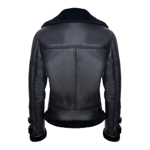 Invierno cálido alta calidad moda Streetwear piel de oveja chaquetas de cuero diseño personalizado hombres Biker chaquetas con cremallera - Product Image 3