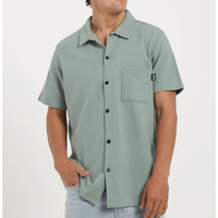 T-shirt décontracté à manches mi-longues en tricot gaufré pour hommes, design léger et confortable, tissu respirant 100% coton pour tous les jours