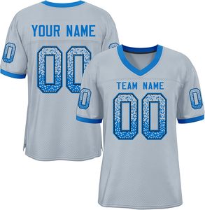 Camisetas de fútbol americano con logotipo de nombre personalizado OEM malla de secado rápido poliéster transpirable talla grande ropa de equipo manga corta al por mayor - Product Image 6
