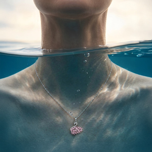 Jeulia Sparkling Pink Swan <b>Necklace</b> Sterling Silver & <b>Titanium</b> Rhodium Plated Claw Set Zircon - Product Image 6