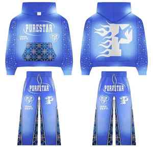 Conjunto de Sudadera con Capucha de Algodón Lavado al Ácido para Hombre, con Logotipo Personalizado, Transpirable, Resistente al Viento, Ecológico, para Gimnasio, Fitness y Uso Casual en Invierno - Product Image 3