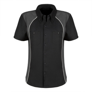 Camisas de trabajo de manga corta para mujer con bordado de logotipo personalizable para proveedor de uniformes de negocios corporativos de oficina - Product Image 1