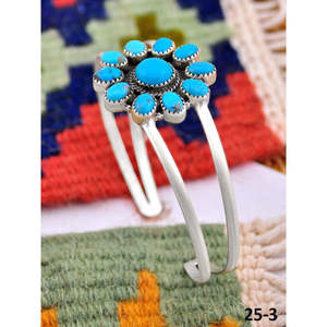 Handmade Southwest Style Kingman Turquoise & Sterling <b>Silver</b> <b>Cuff</b> <b>Bracelet</b> Fashion Accessory - Product Image 2