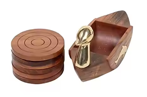 Walnut Coasters New Arrival Unique Design Square and Round Wooden Coasters Mango Wood Coasters by Crescent Crafts - Product Image 4