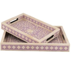 Bandeja de Madera para Servir Pasta con Decoración Funcional, Forma Personalizada, Acabado con Incrustaciones de Hueso - Product Image 4